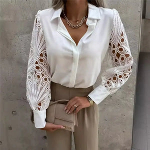 Lace Long Sleeve Blouse - Dolly's Boutique 