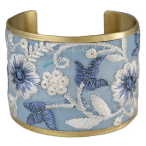Light Blue Floral Embroidered Cuff - Dolly's Boutique 