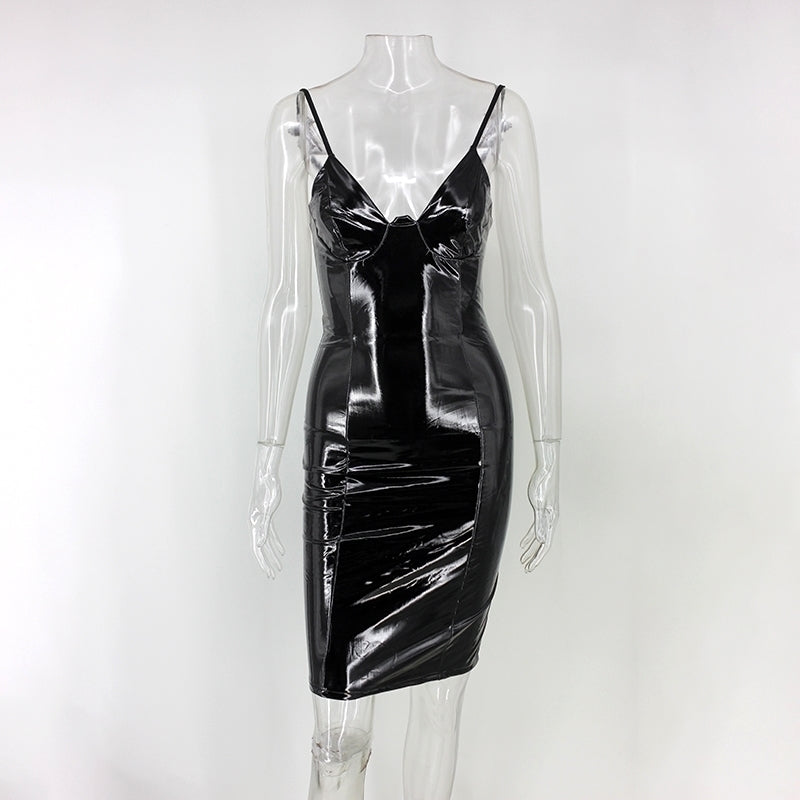 patent leather bodycon dress