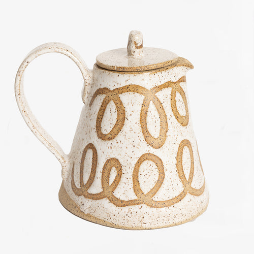 short coffee pot in speckled tan loop