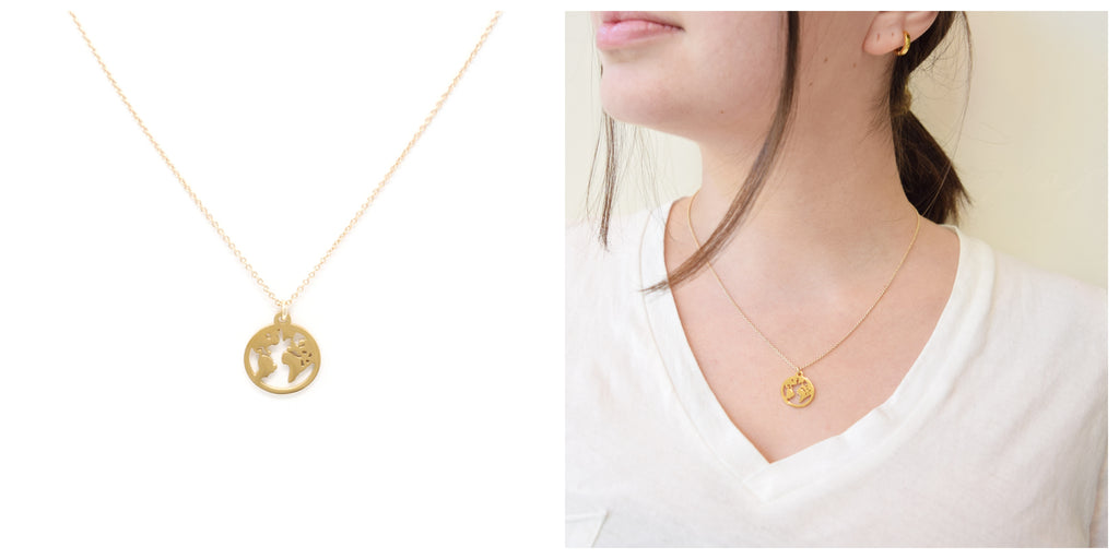 Love You More World Necklace in Gold