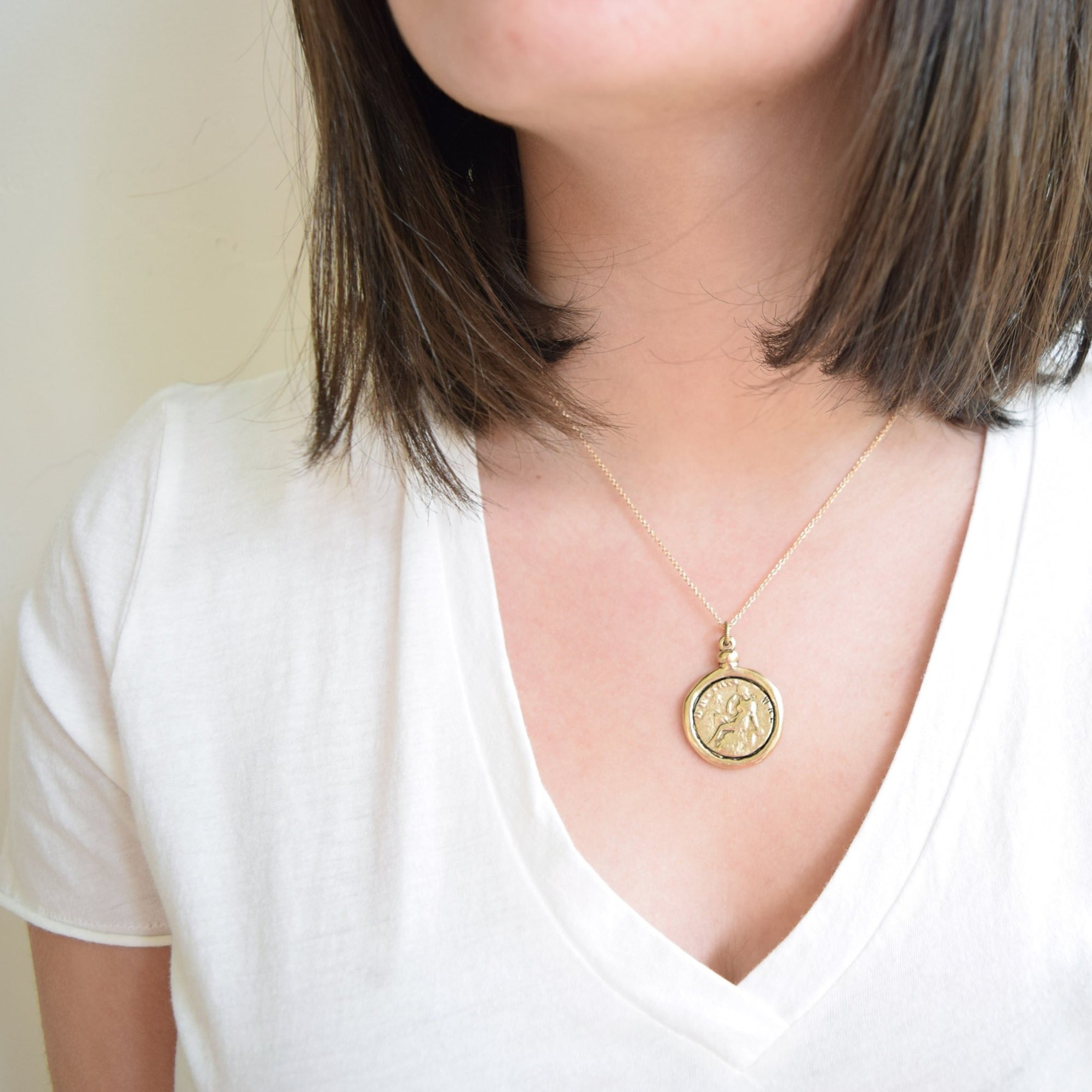 Love You More Gold Coin Goddess Necklace