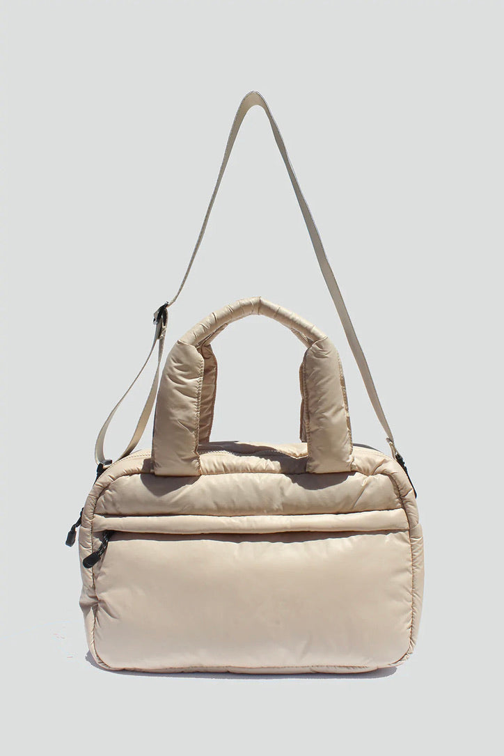 Nueva llegada detrás pétalo Destry Puffy Nylon Travel Bag – Sand + Charcoal