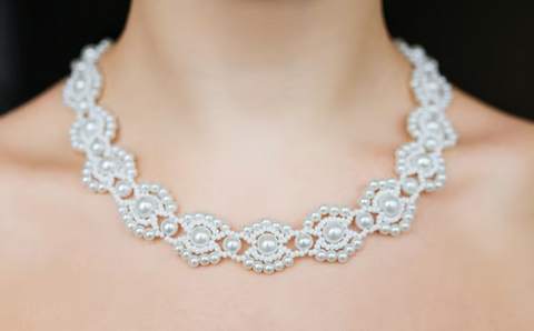 necklace around woman's neck