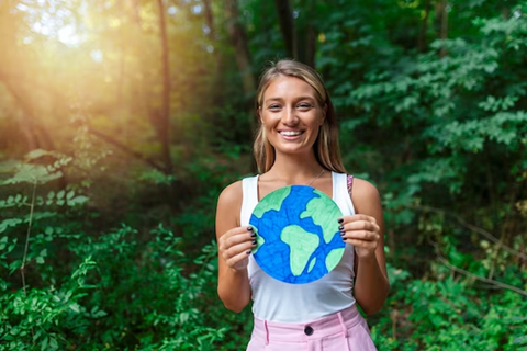 woman holding earth photo Embracing Sustainability