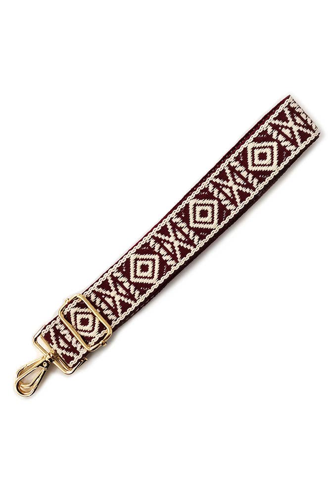 Woven Burgundy Aztec Crossbody Bag Purse Guitar Strap