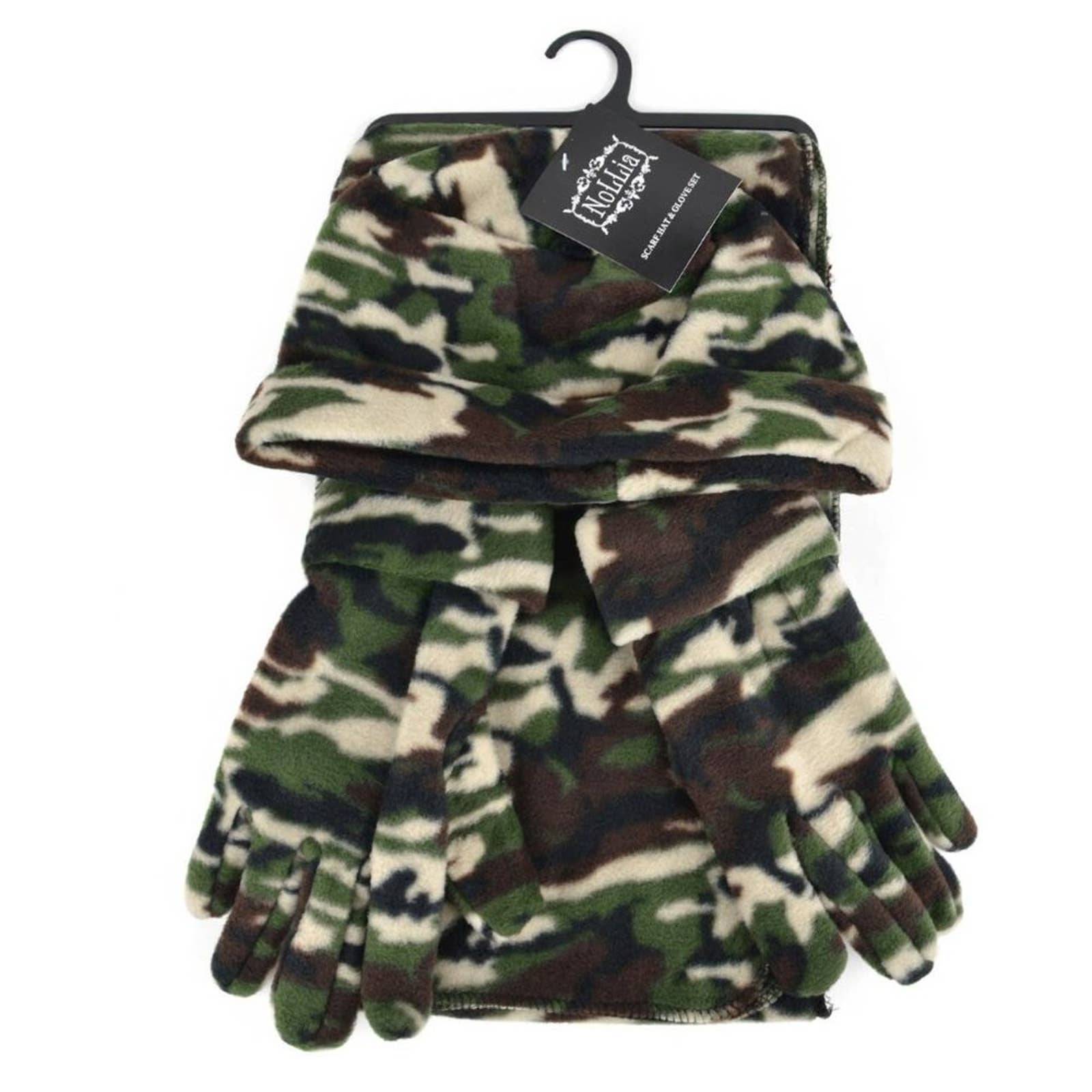 3 Piece Fleece Green Tan Camo Winter Set