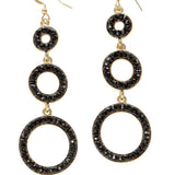 Black Crystal Triple Circle Earrings