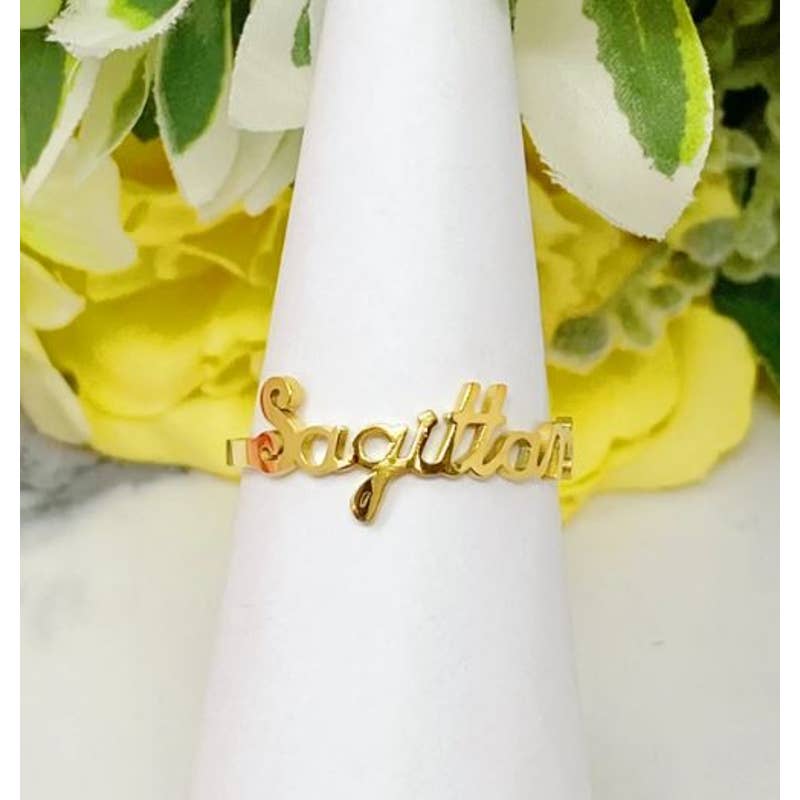 Sagittarius Zodiac Scripted Stacking Layering Ring