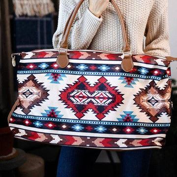 Aztec Print Brown Accents Weekender Bag