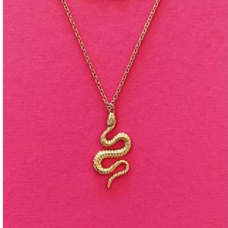 Winding Serpent Snake Statement Layering Gold Necklace