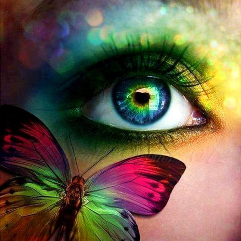 Green Eye & butterflies 5D DIY Paint By Diamond Kit Original Paint By