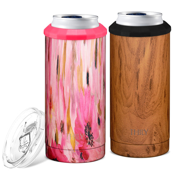  TILUCK Skinny Can Cooler for Slim Beer & Hard Seltzer,  Stainless Steel, Doucle-Walled Stainless Steel Insulated Slim Cans,  Standard 12 oz (Spinning Rainbow): Home & Kitchen