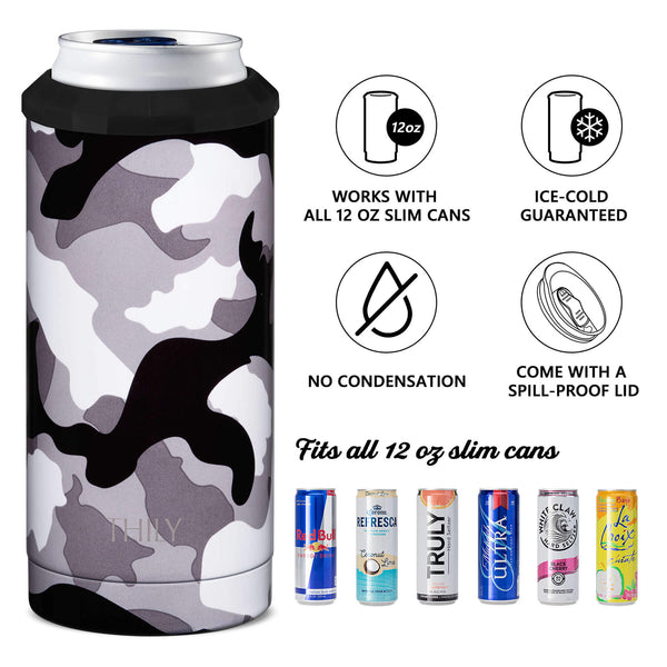 TILUCK Skinny Can Cooler for Slim Beer & Hard Seltzer, Stainless Steel,  Doucle-Walled Stainless Steel Insulated Slim Cans, Standard 12 oz (Spinning