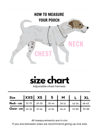 Adjustable Chest Harness Size Chart