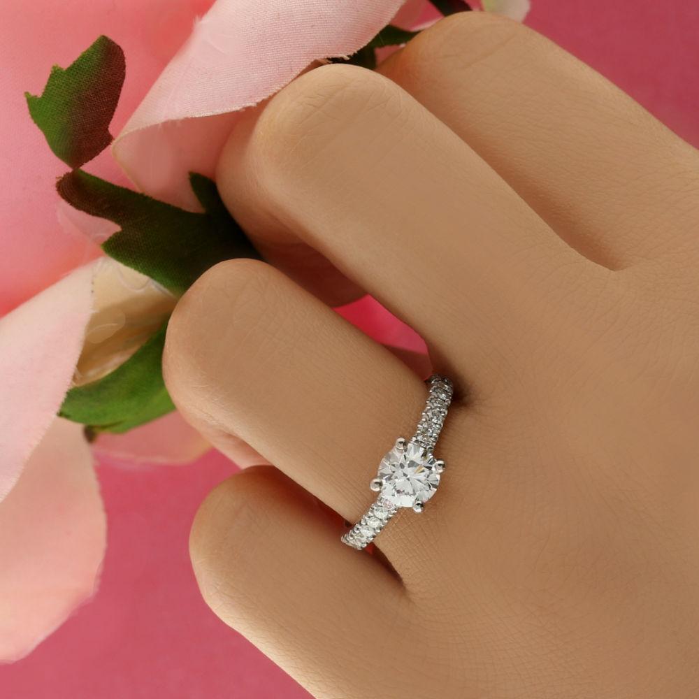 Carrée Micropavé Round Brilliant Diamond Engagement Ring