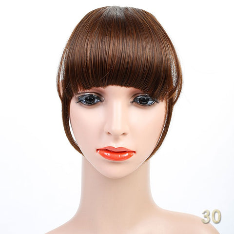 Allaosify Neat Front Fringe Clip On Bangs Hairpiece Black Brown