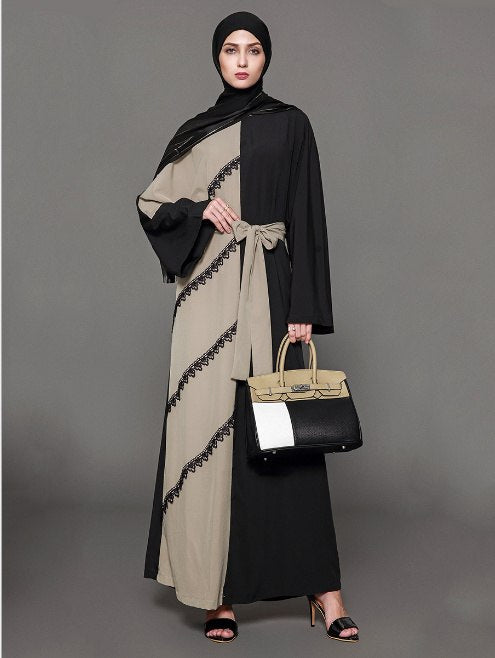 Muslim Lace Maxi Dress Abaya Full Length Long Robe Gowns Cardigan