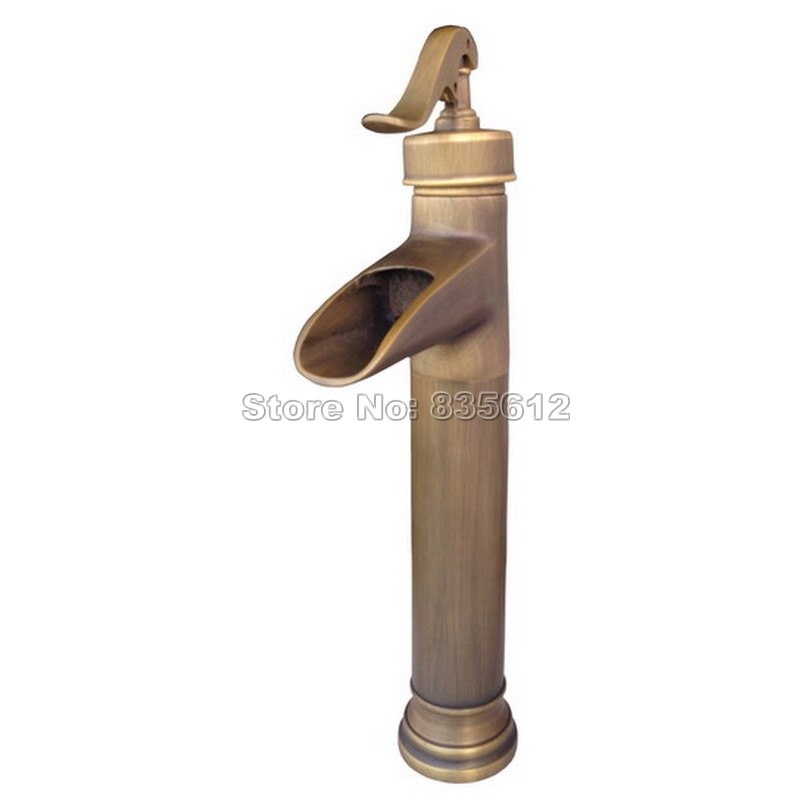 New Water Pump Look Style Deck Mounted Antique Brass Bathroom