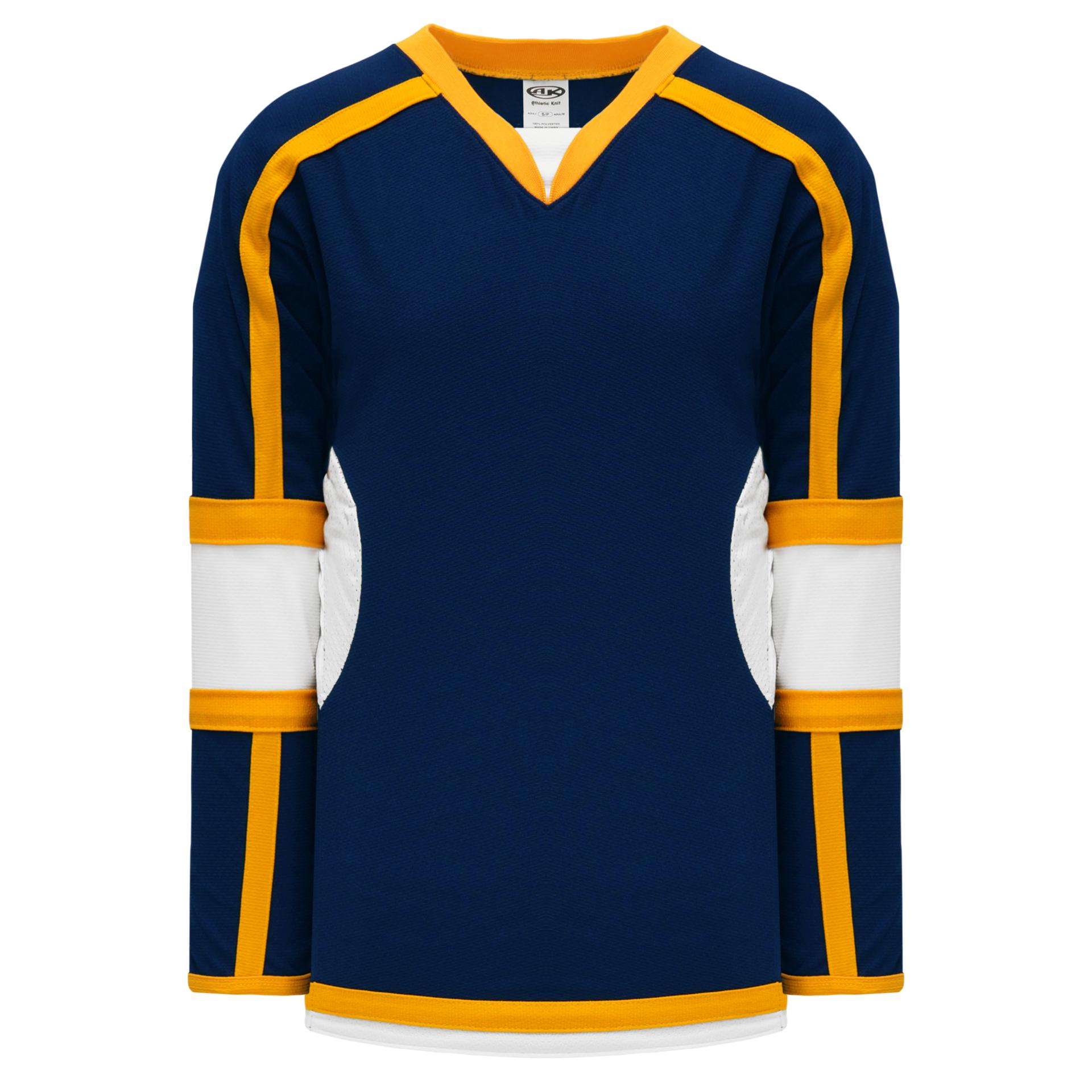 blue and yellow hockey jersey