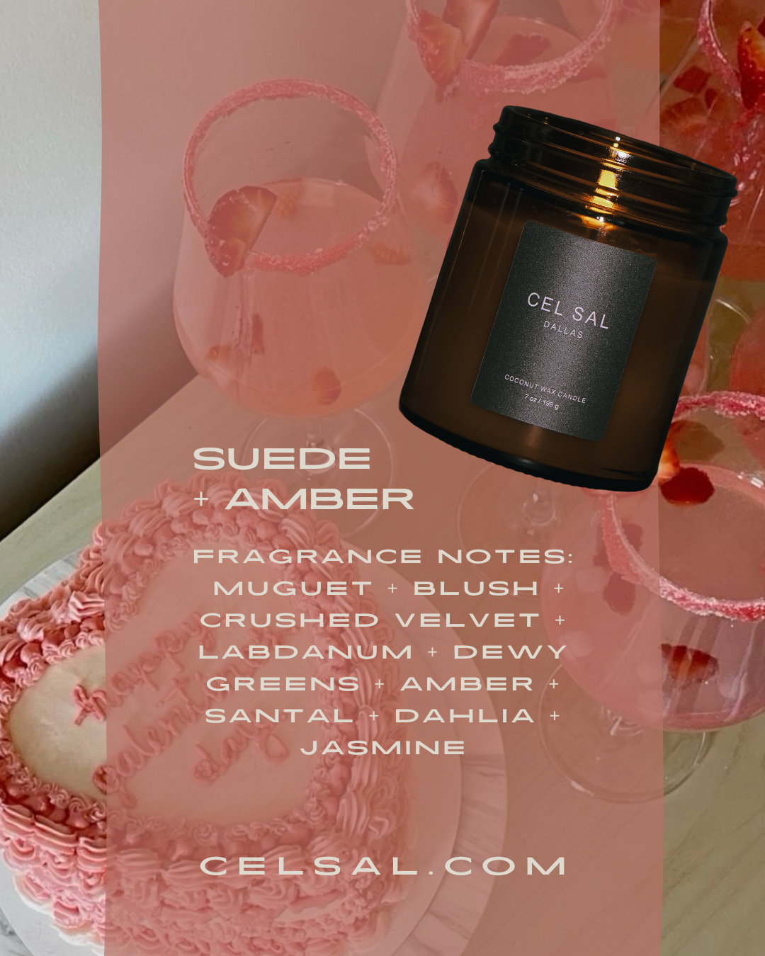 suede+amber candle