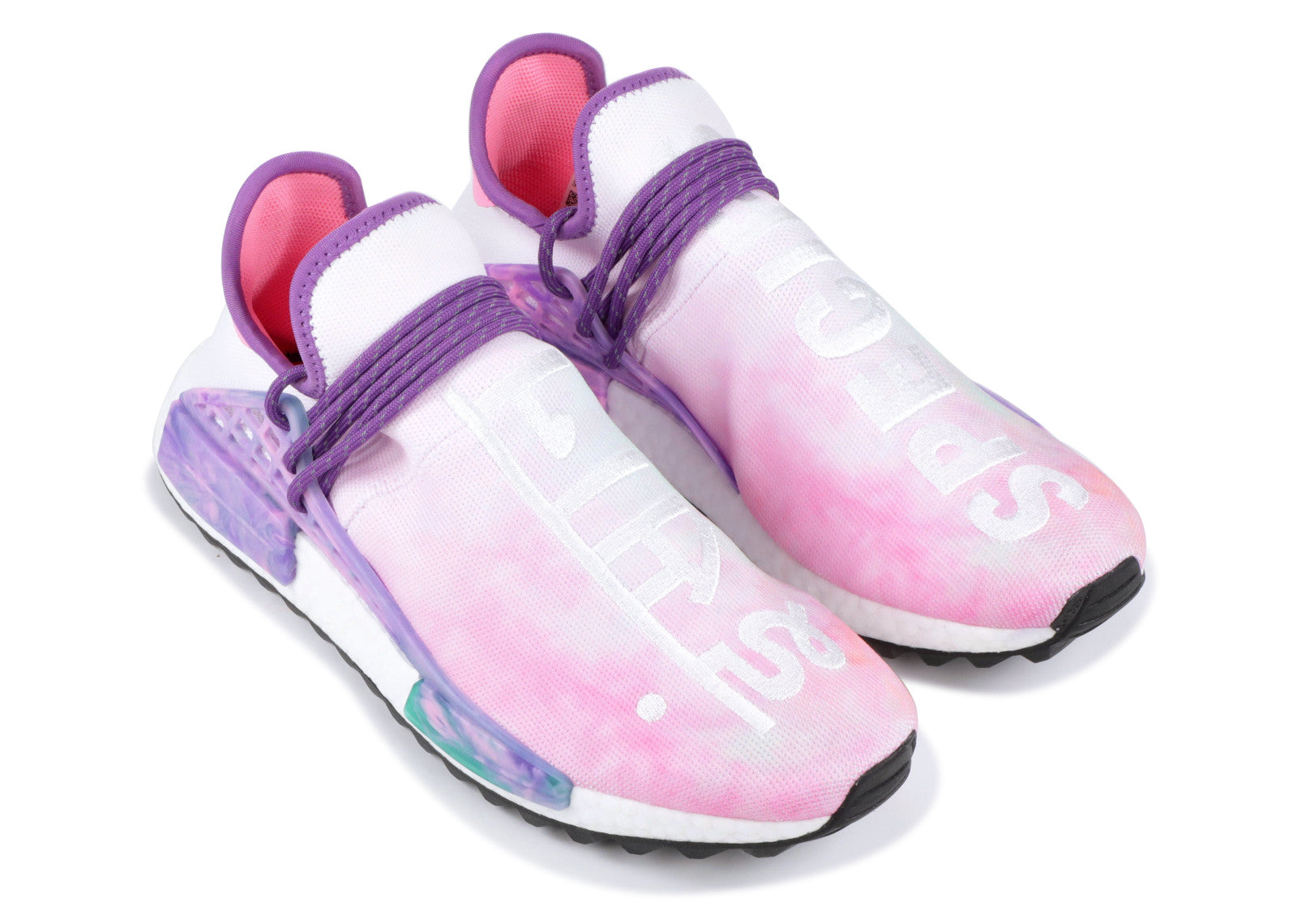 pink human race shoes