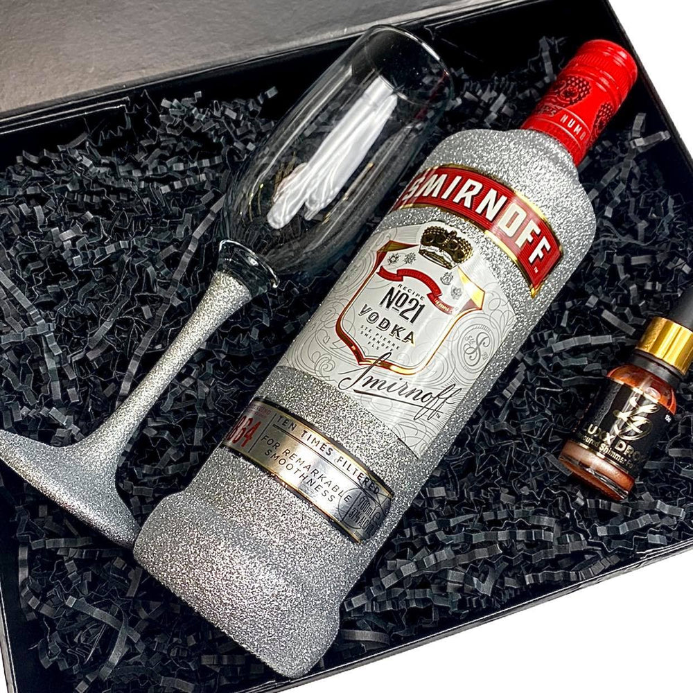 Personalised Glittered Vodka Gift Set perfect gift for