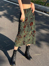 Floral Mid Calf Skirt / Streetwear / Retro / Vintage / Y2K / Grunge - XoKool