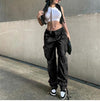 Y2K Side Pockets Designed, Low Waisted Khaki Wide Leg Hip Hop Loose Cargo Pants / Streetwear / Vintage / Harajuku / Korean / Grunge - XoKool