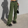 Y2K Side Pockets Designed, Low Waisted Khaki Wide Leg Hip Hop Loose Cargo Pants / Streetwear / Vintage / Harajuku / Korean / Grunge - XoKool