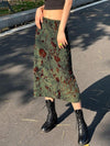 Floral Mid Calf Skirt / Streetwear / Retro / Vintage / Y2K / Grunge - XoKool