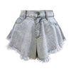 Diamond With Holes Denim High Waist Shorts - XoKool