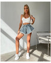 Diamond With Holes Denim High Waist Shorts - XoKool