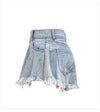 Diamond With Holes Denim High Waist Shorts - XoKool