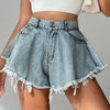 Diamond With Holes Denim High Waist Shorts - XoKool