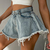 Diamond With Holes Denim High Waist Shorts - XoKool