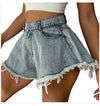 Diamond With Holes Denim High Waist Shorts - XoKool