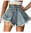 Diamond With Holes Denim High Waist Shorts - XoKool