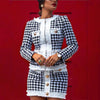 Two-Piece Plaid Tassel O-Neck Jacket & Button Mini Skirt Suit Set - XoKool