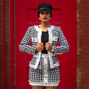 Two-Piece Plaid Tassel O-Neck Jacket & Button Mini Skirt Suit Set - XoKool