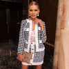 Two-Piece Plaid Tassel O-Neck Jacket & Button Mini Skirt Suit Set - XoKool