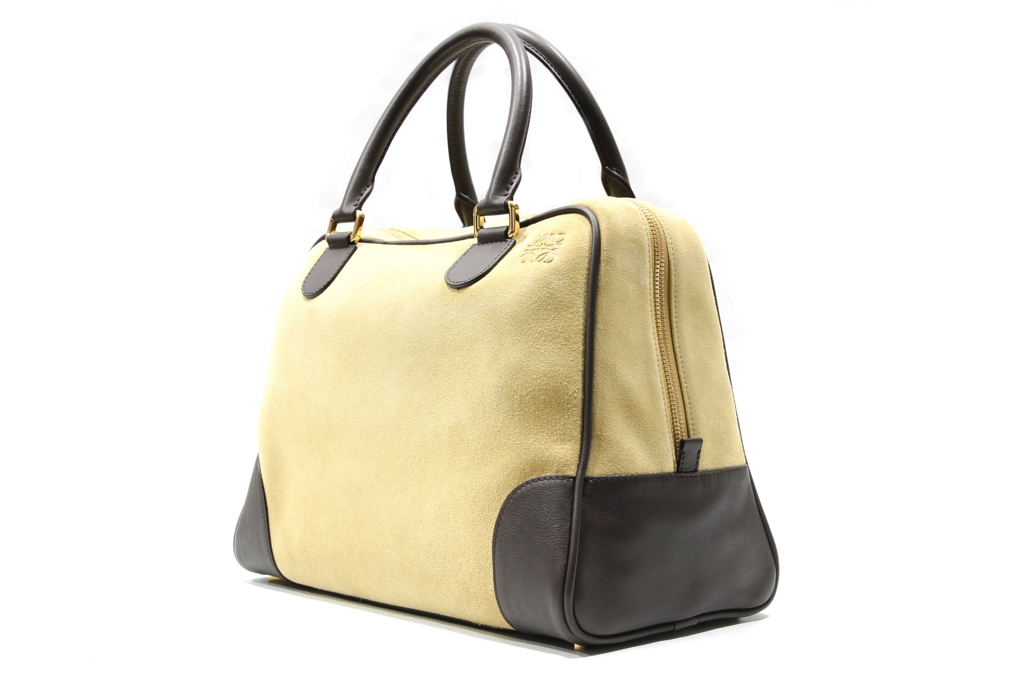 LOEWE Large Gold Suede Amazona 75 Bag 