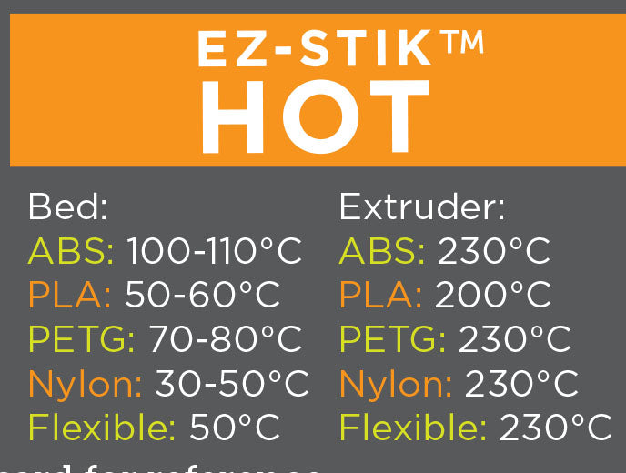 EZ-Stik Recommended Temperatures