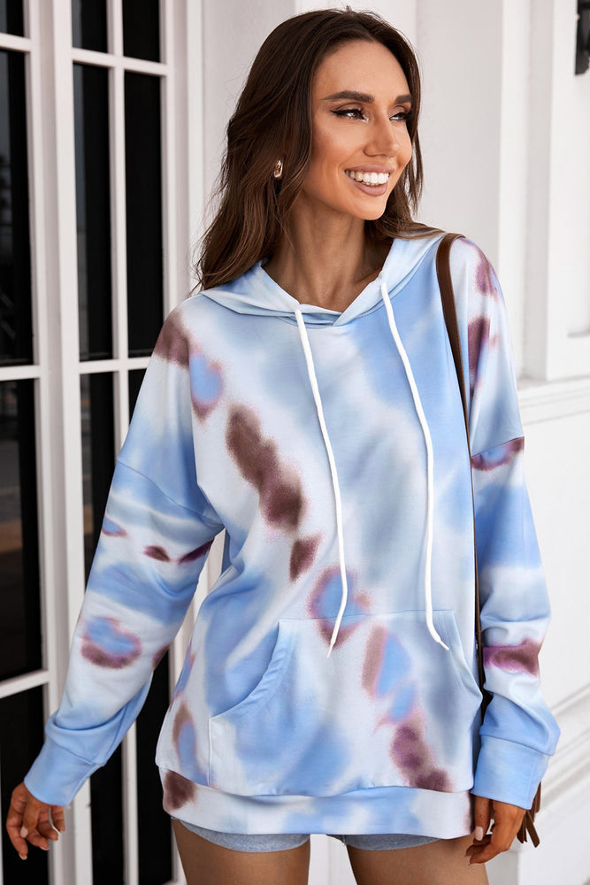 Woman's Tie Dye Hoodie Sweater with Drawstring