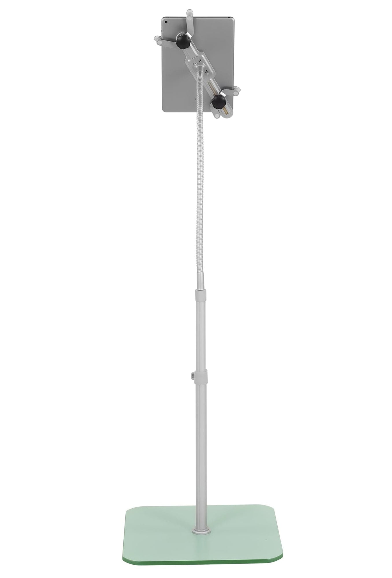 Universal Tablet Floor Stand With Flexible Gooseneck And Tempered