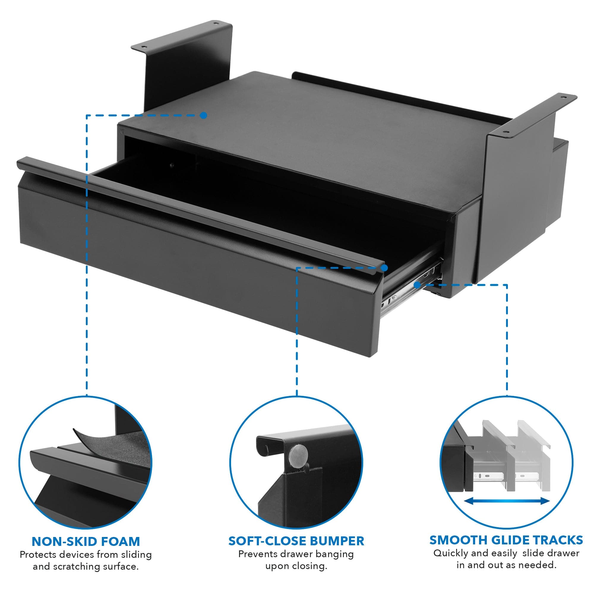 Under Desk PullOut Drawer Kit with Shelf MI7291 MountIt!