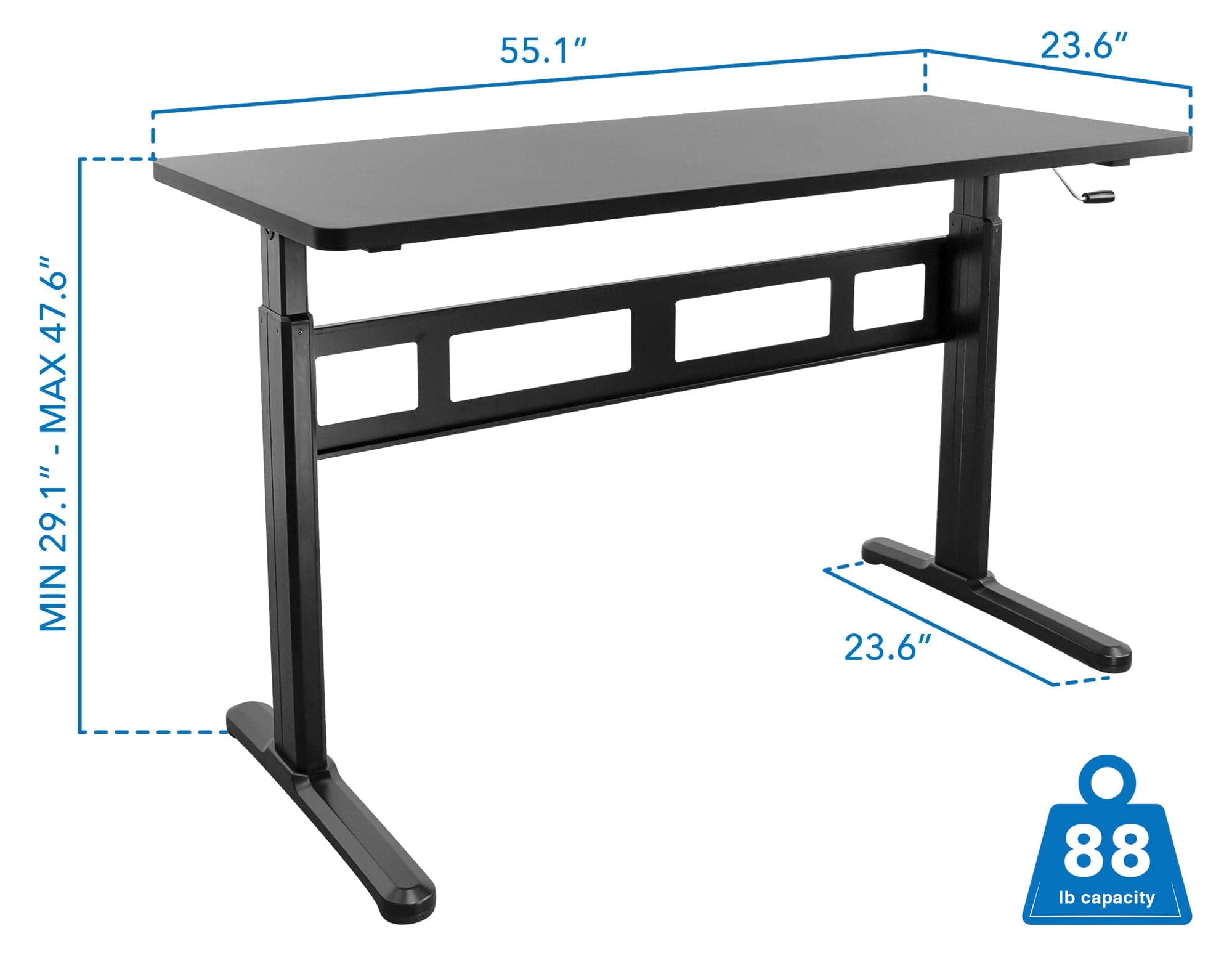 Hand Crank Sit Stand Desk Frame And Tabletop Included Mi 7981