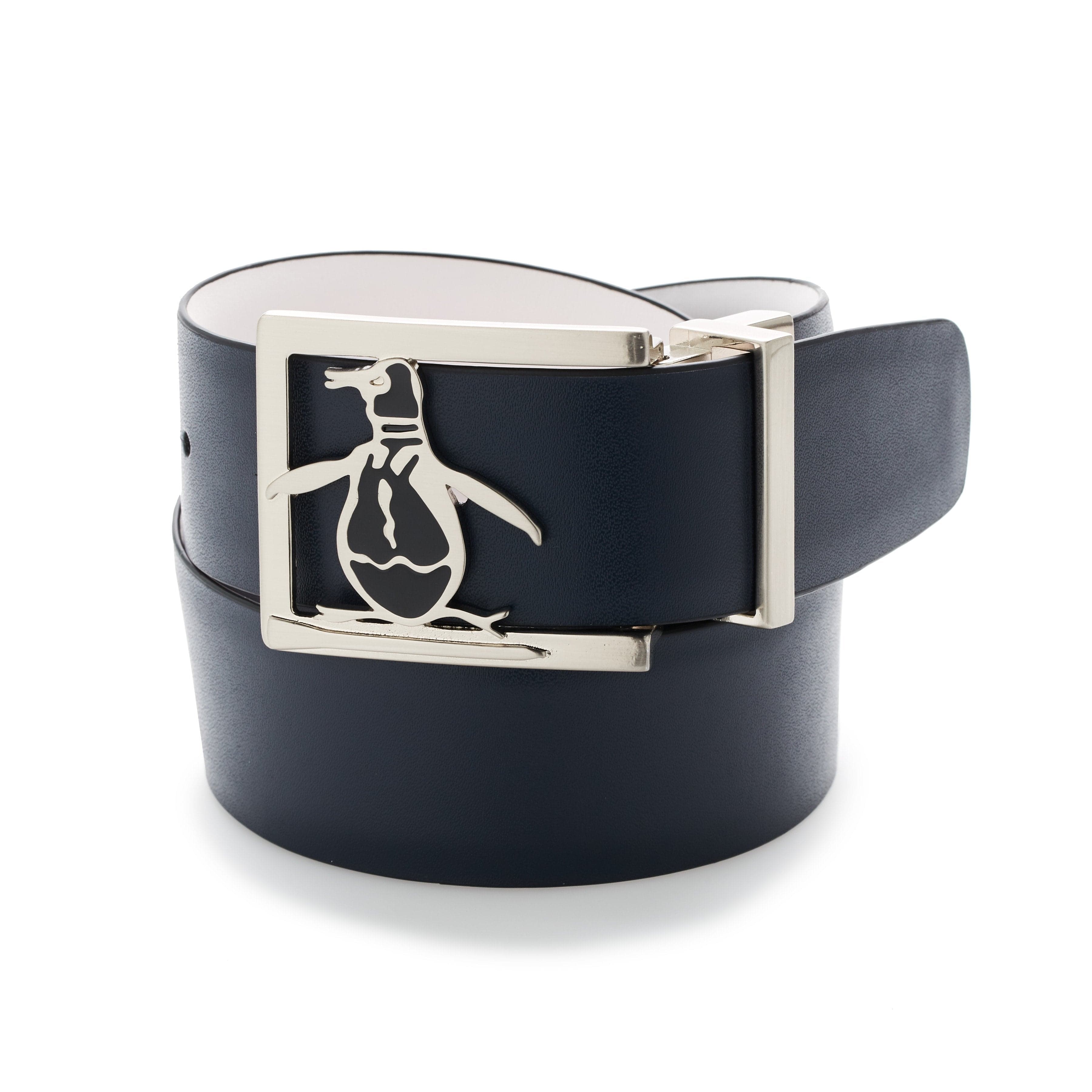 Original Penguin Reversible Leather Belt with Pete Buckle - Caviar