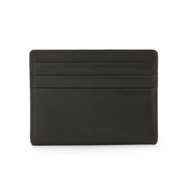 Saint Laurent Star Embossed Leather Credit Card Holder - Black