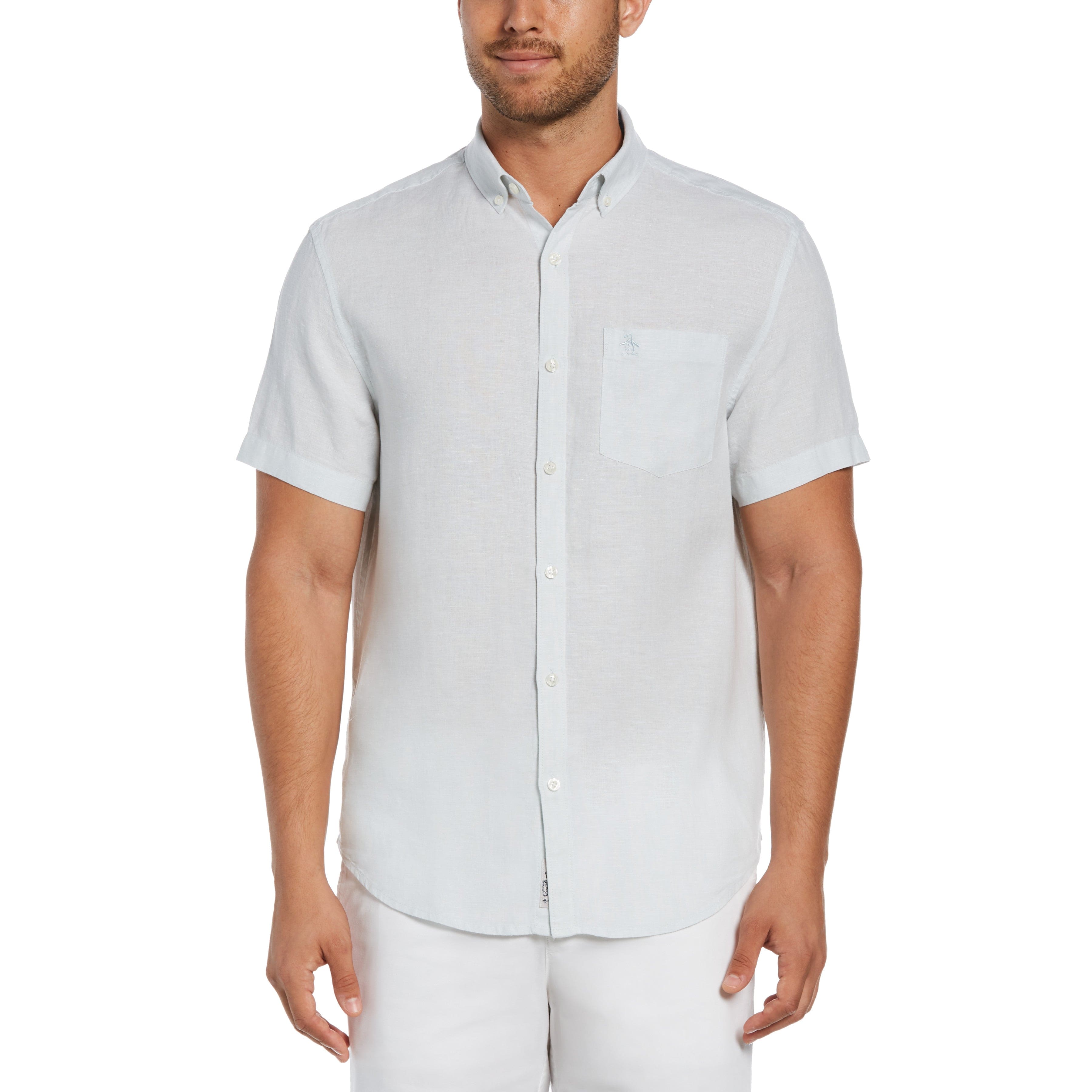 Short Sleeve Washed Linen Shirt | Original Penguin US